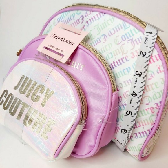 Juicy Couture Logo 3 Cosmetic Bags Iridescent Lilac Purple Pink🆕⌚FAST⚡📦🏃🏻🚚 - Picture 8 of 15